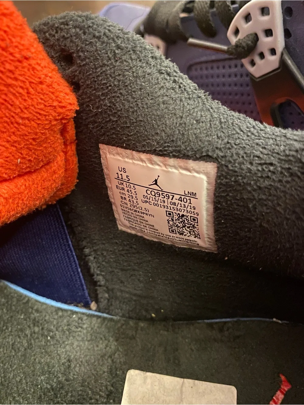 Jordan Men’s Sneakers in Navy Blue with Orange Trim